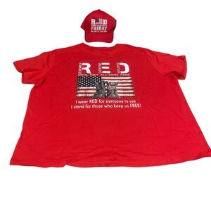 NWT Military Graphic T-Shirt and Ball Cap Set 2XL Q56